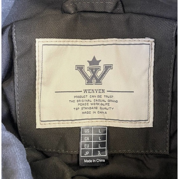 Wenven Mens L Jacket Brown Military Style Button Snaps Canvas New P1 - Picture 3 of 9